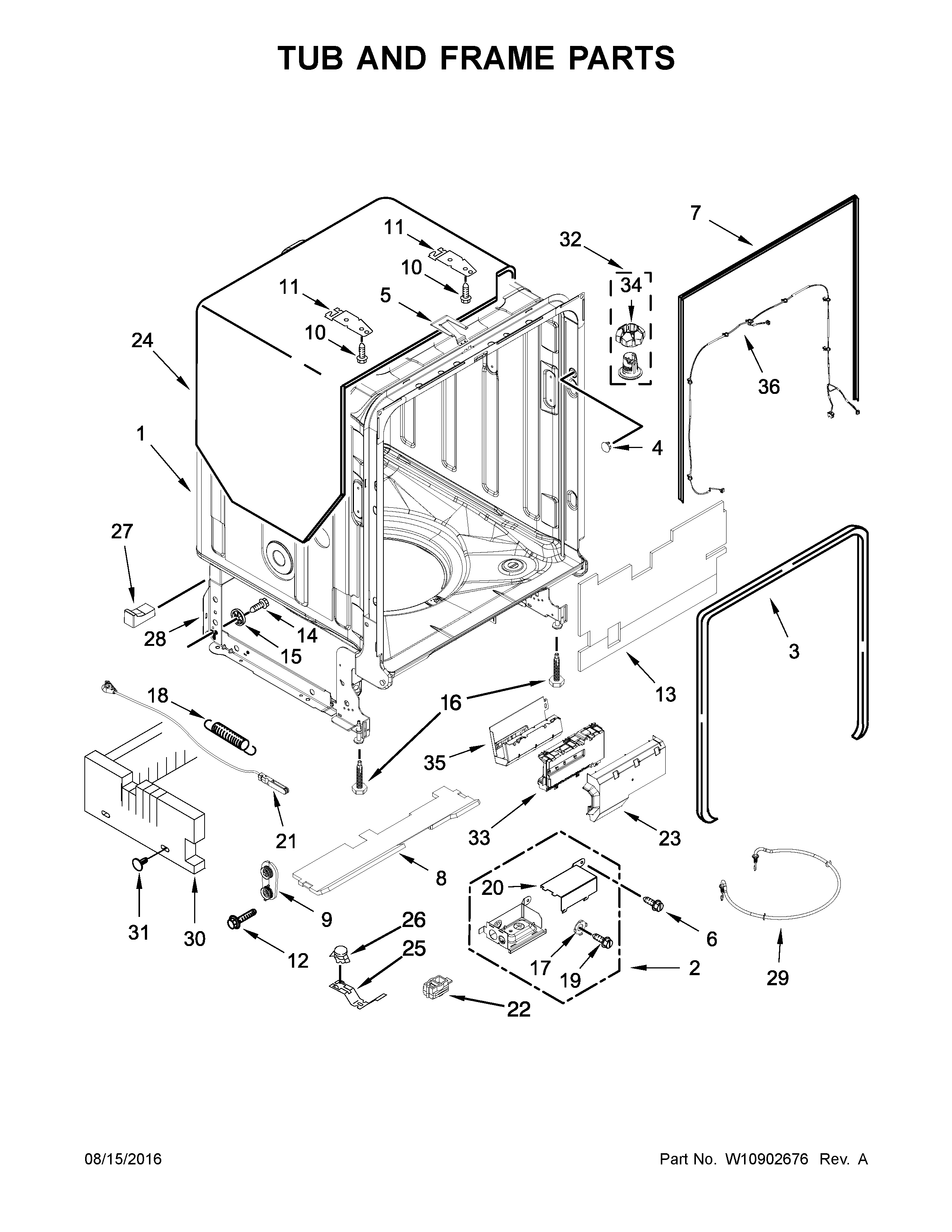 Tub and frame parts