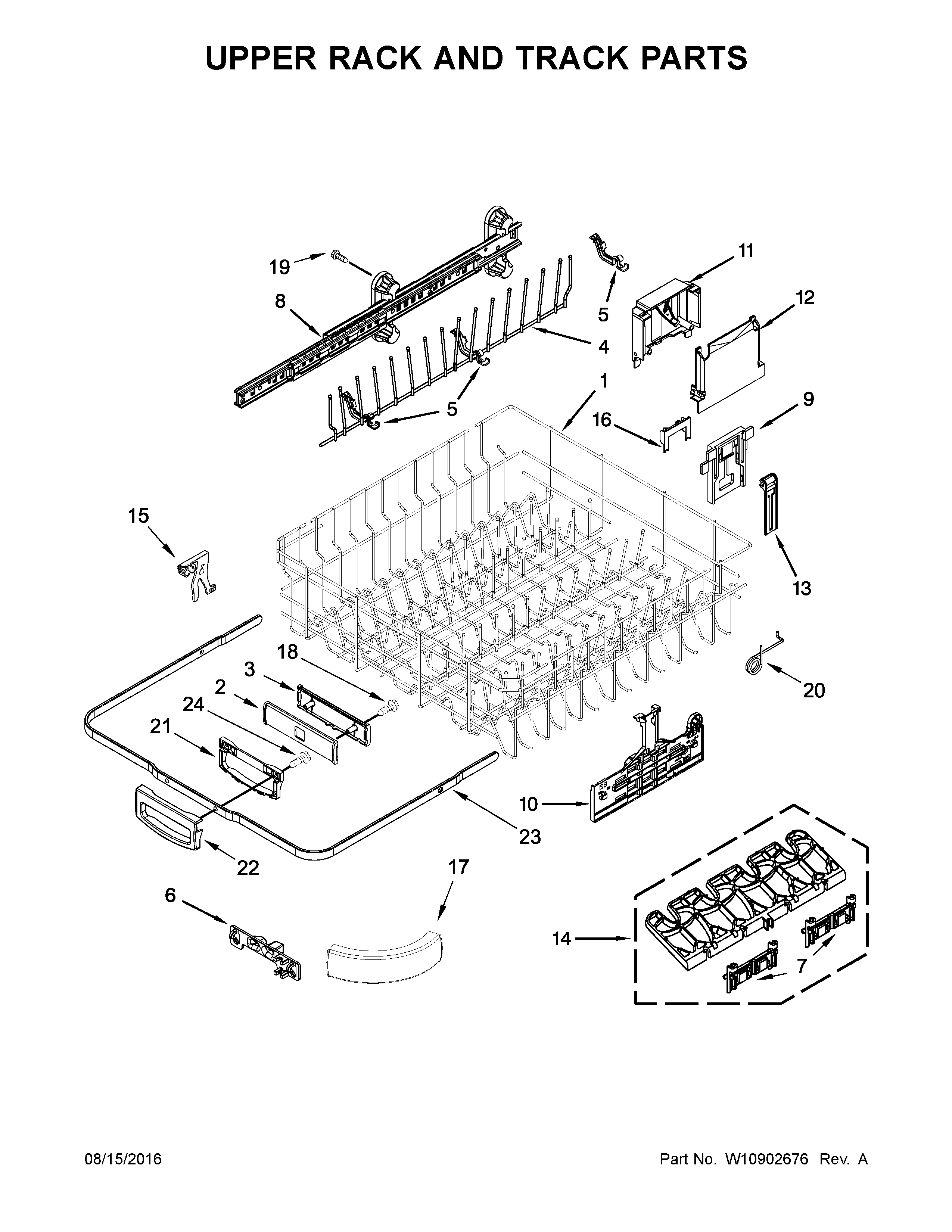 Upper rack and track parts