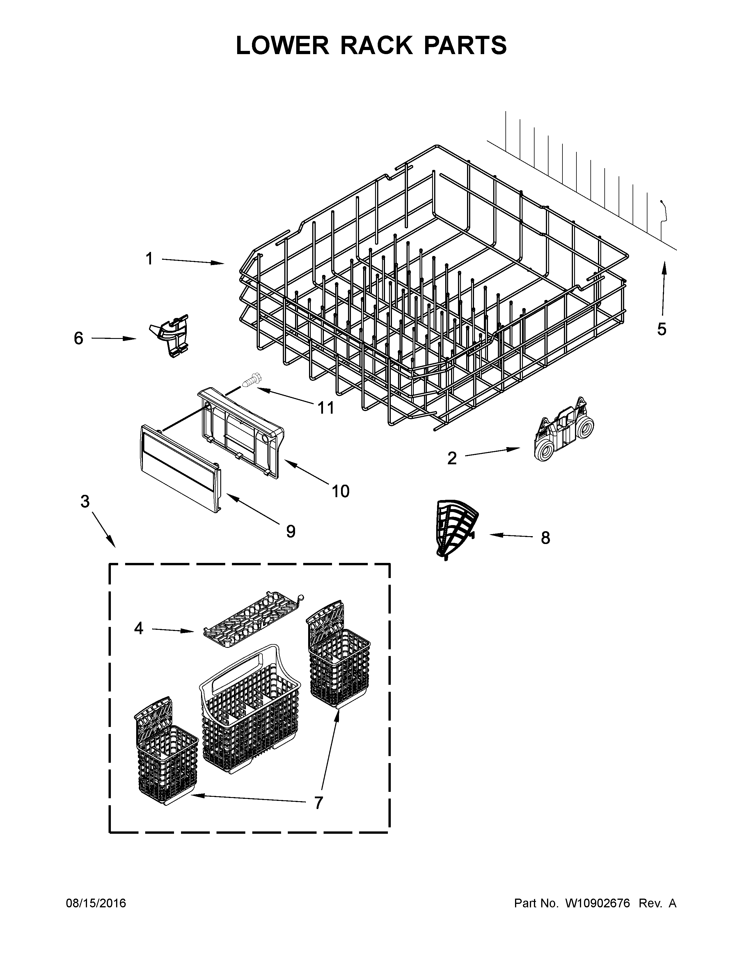 Lower rack parts