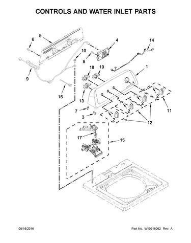 Controls and water inlet parts