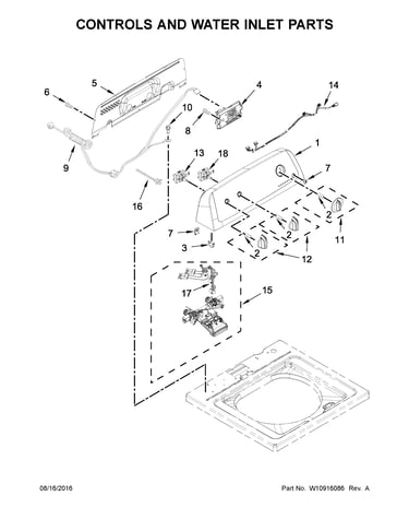 Controls and water inlet parts
