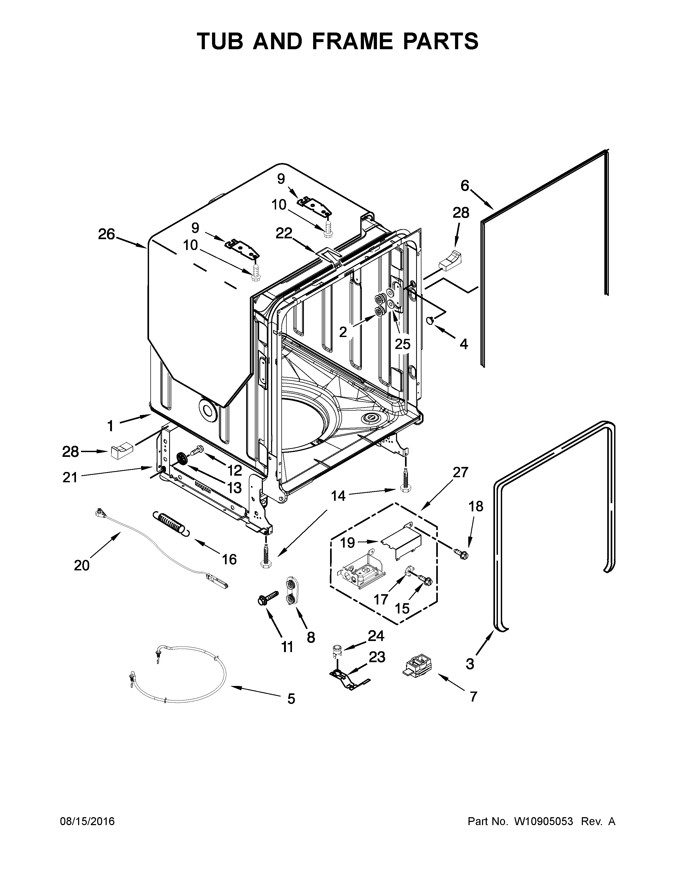 TUB AND FRAME PARTS