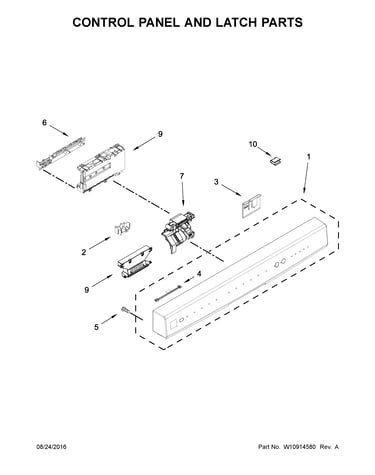 Control panel and latch parts