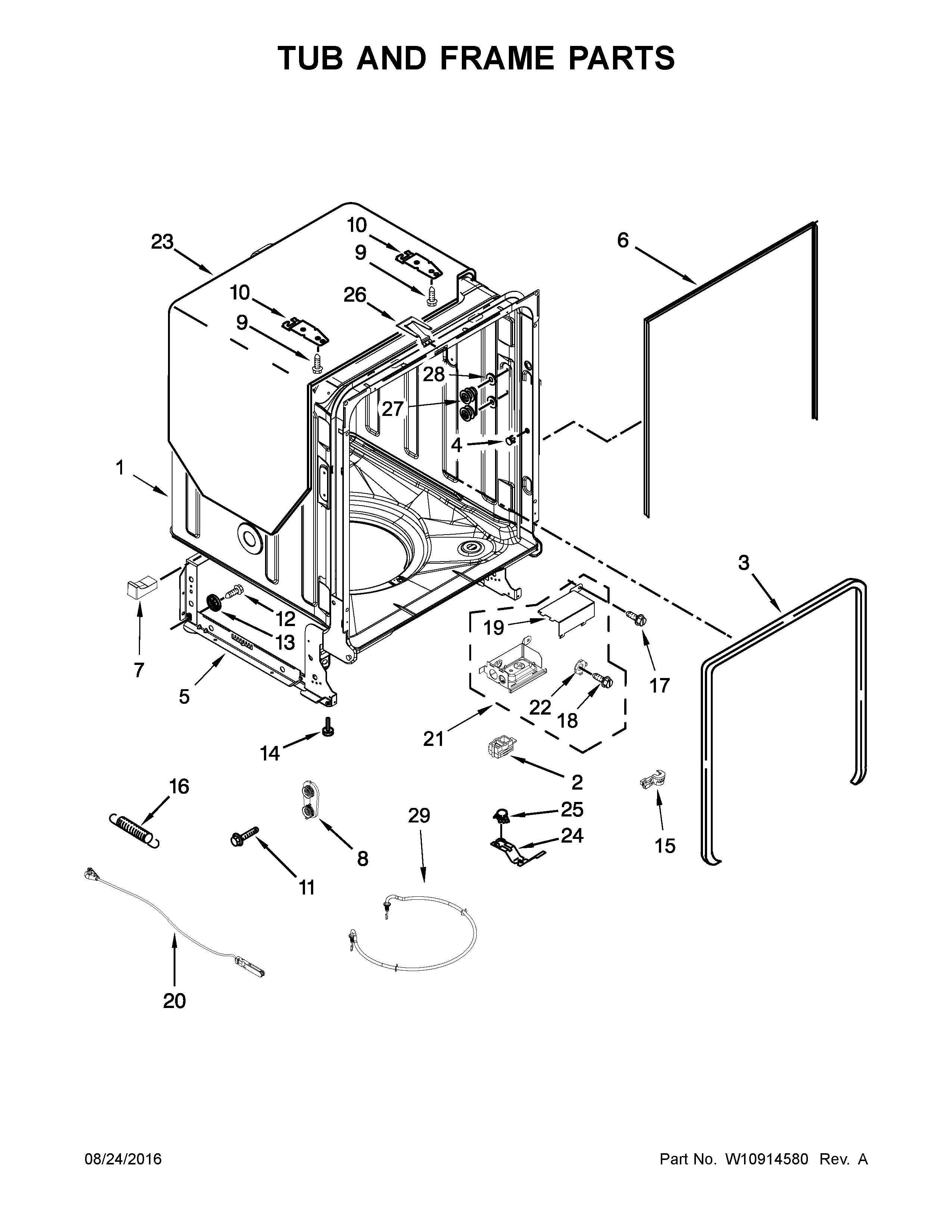Tub and frame parts