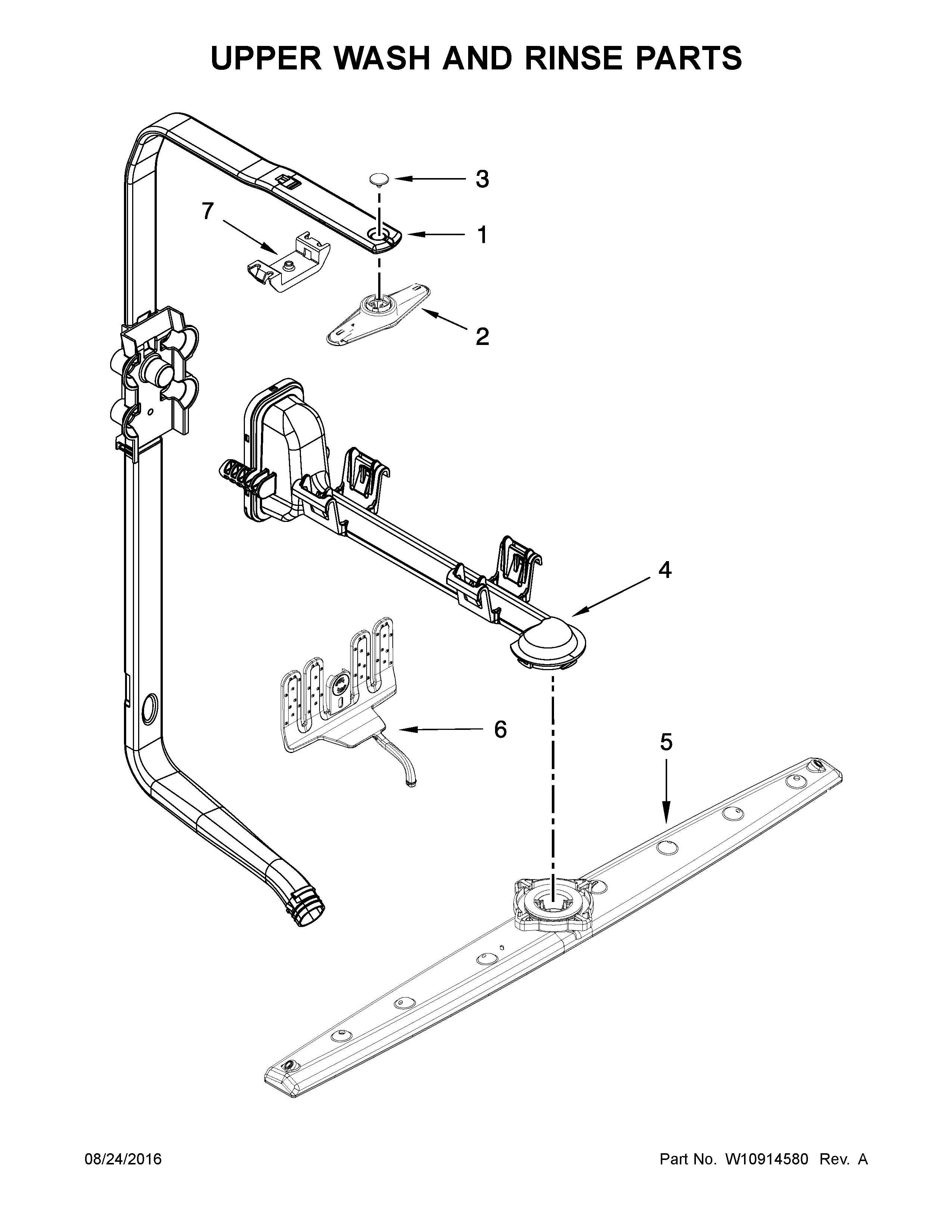 Upper wash and rinse parts