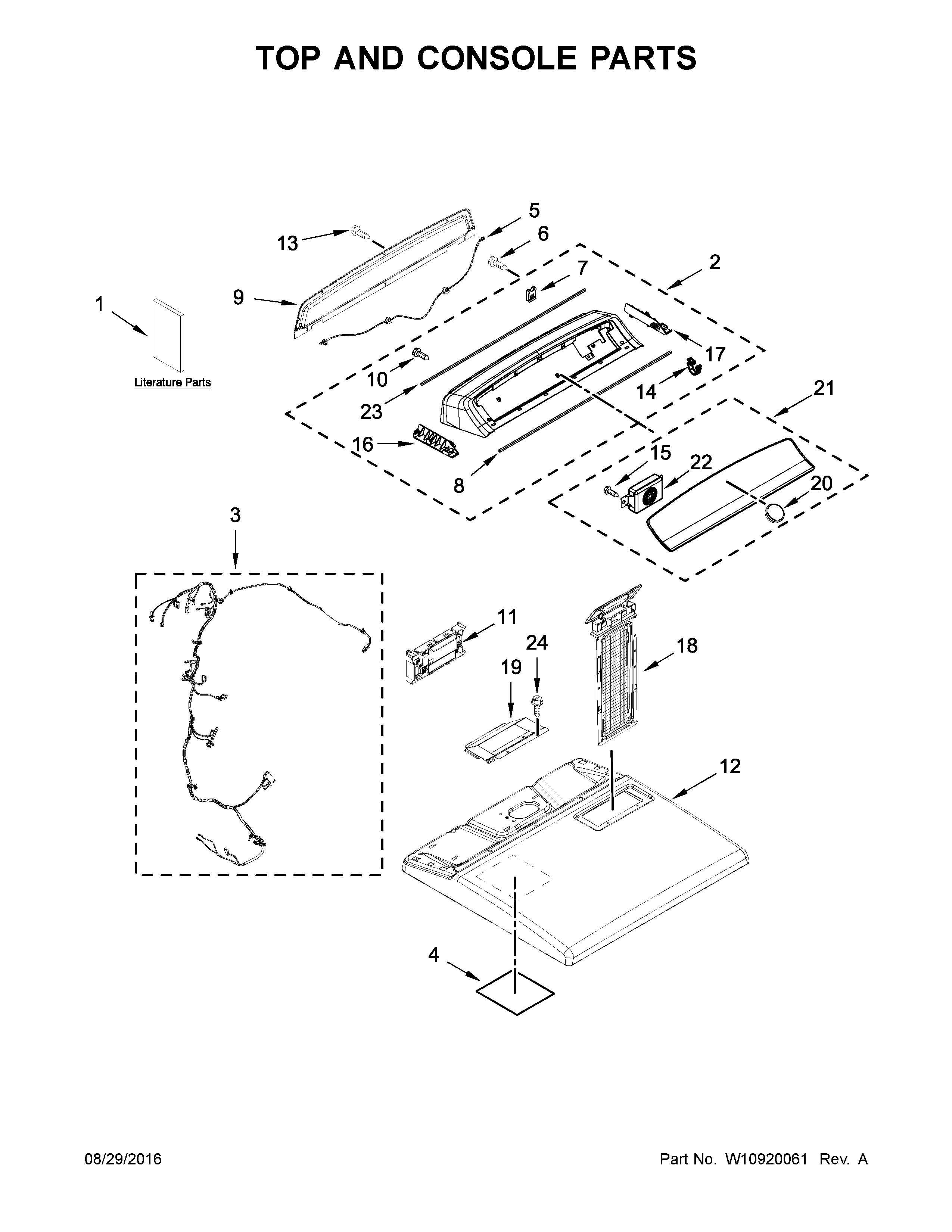 Top and console parts