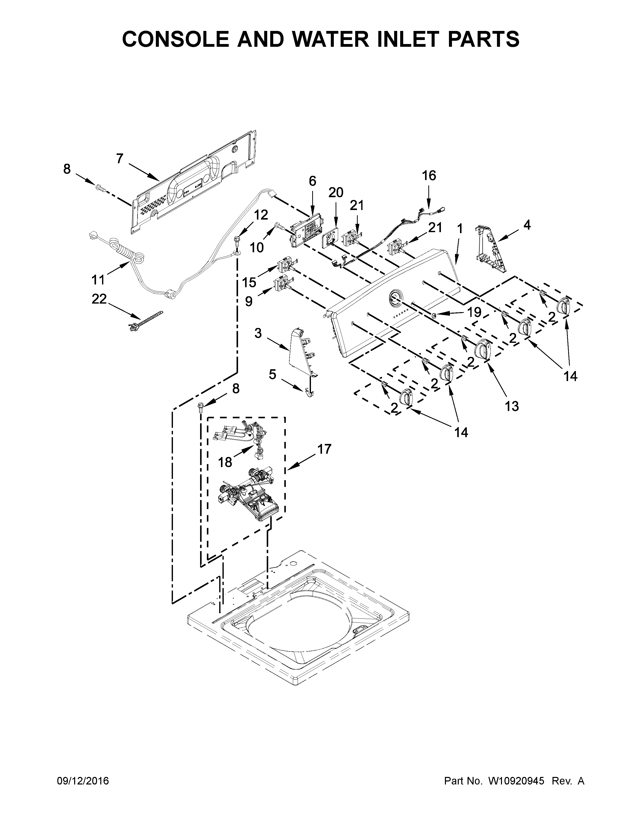 Console and water inlet parts