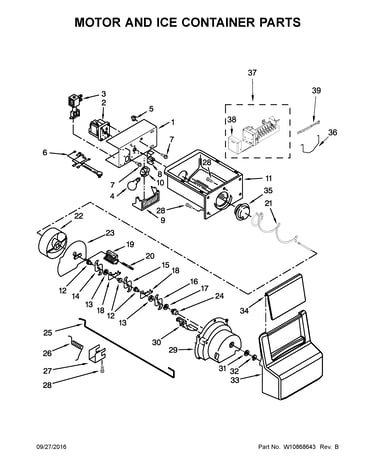 Motor and ice container parts