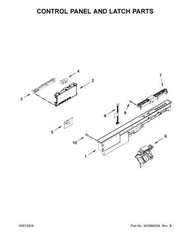 Control panel and latch parts