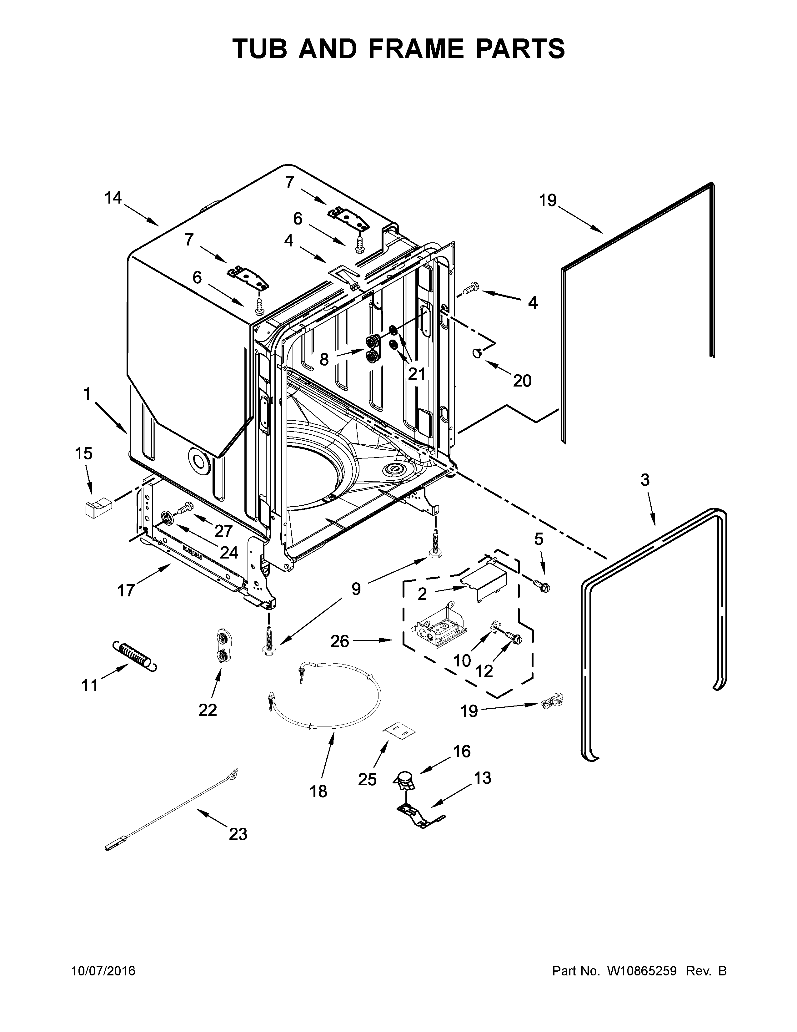 Tub and frame parts