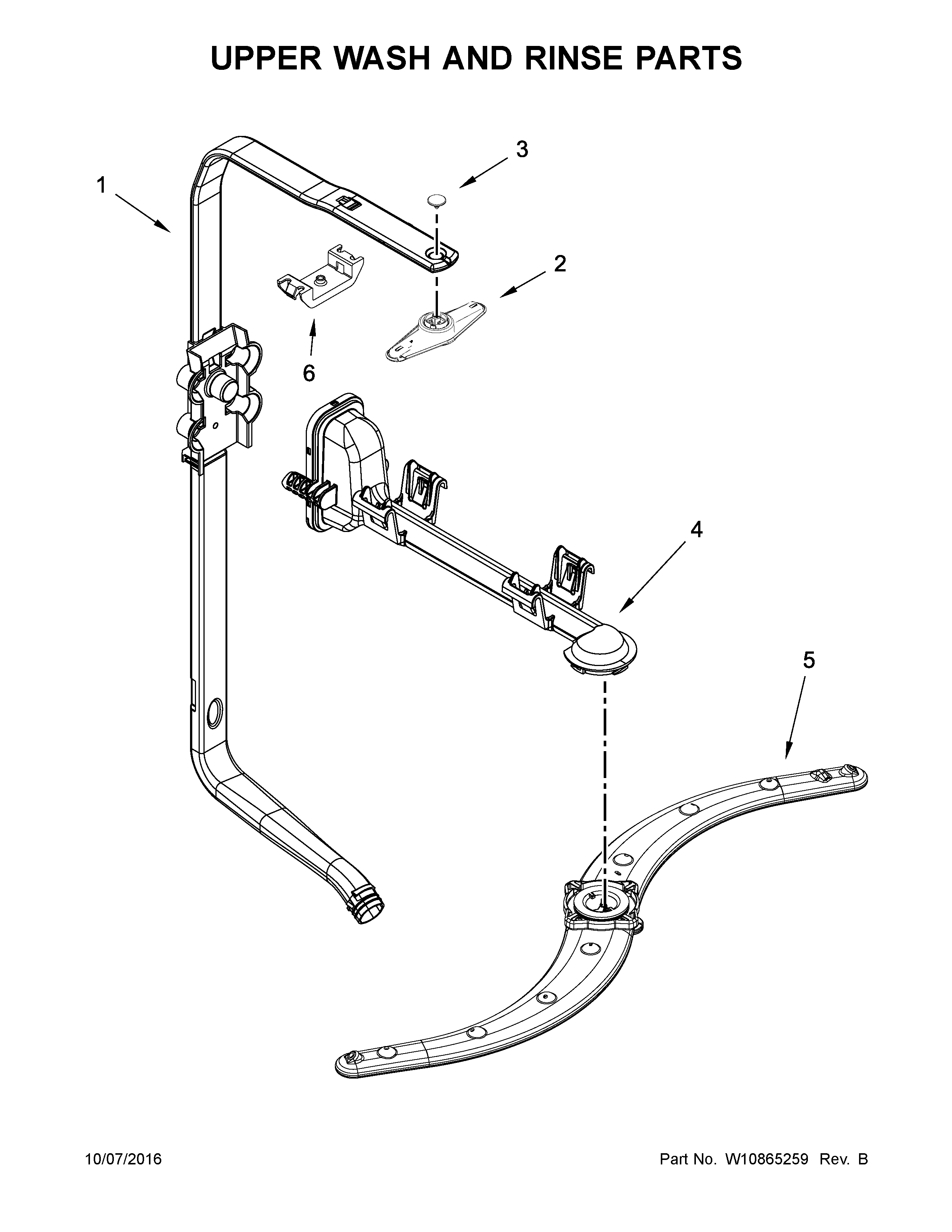 Upper wash and rinse parts