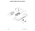 Kenmore 66513403N413 control panel and latch parts diagram