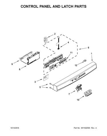 Control panel and latch parts