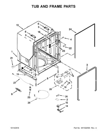 Tub and frame parts