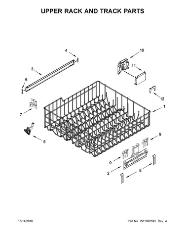 Upper rack and track parts