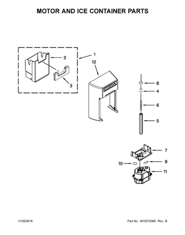 Motor and ice container parts