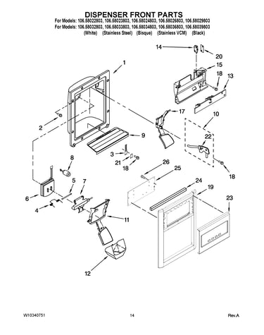Dispenser front parts
