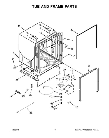Tub and frame parts