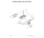 Kenmore 66513223N413 control panel and latch parts diagram