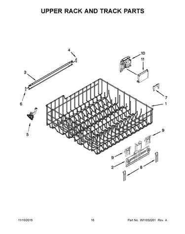 Upper rack and track parts