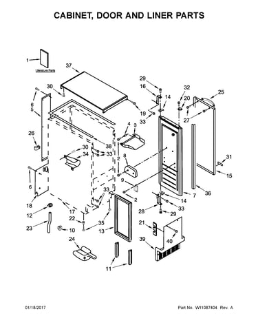 Cabinet, door and liner parts