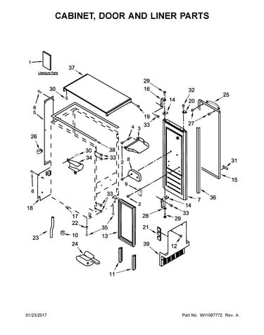 Cabinet, door and liner parts
