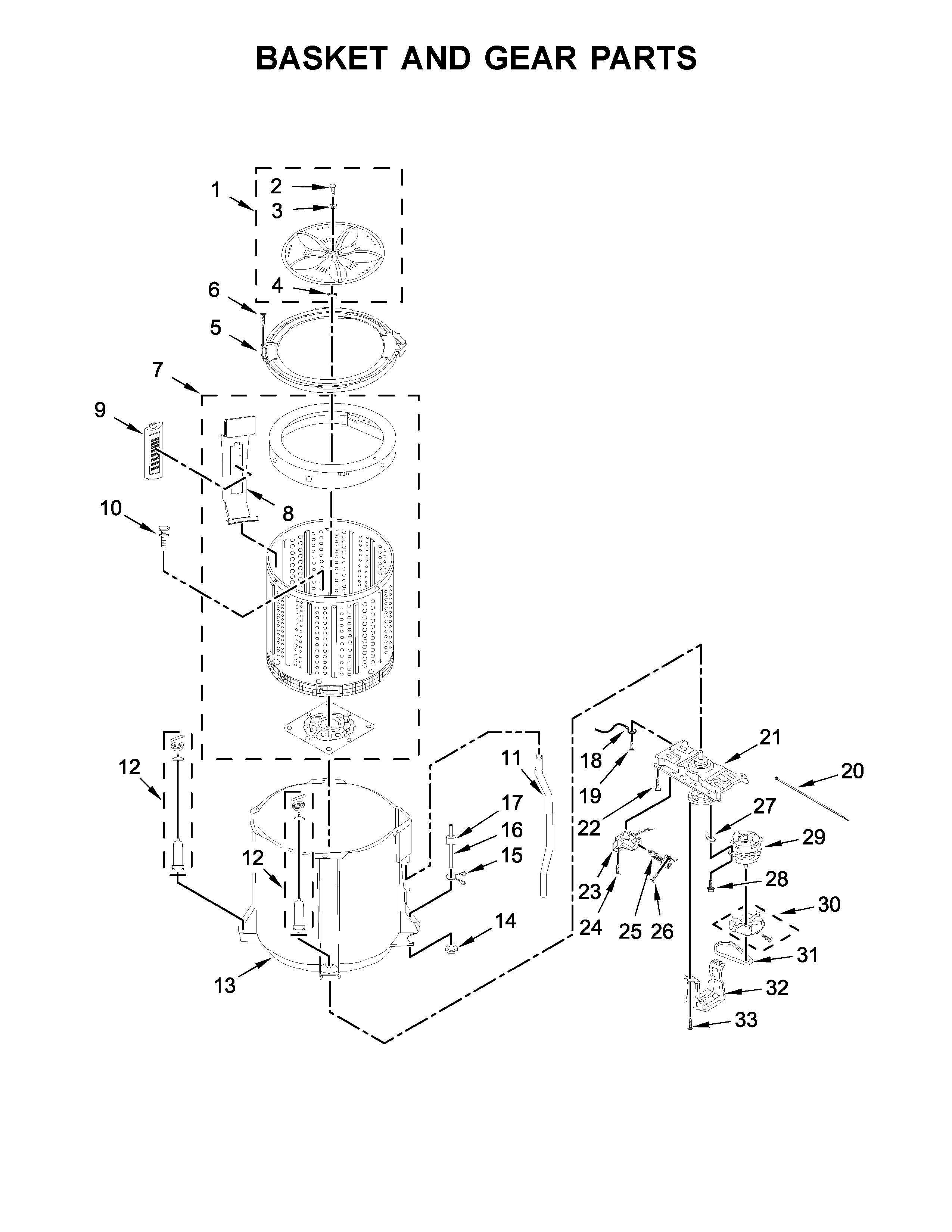 Basket and gear parts