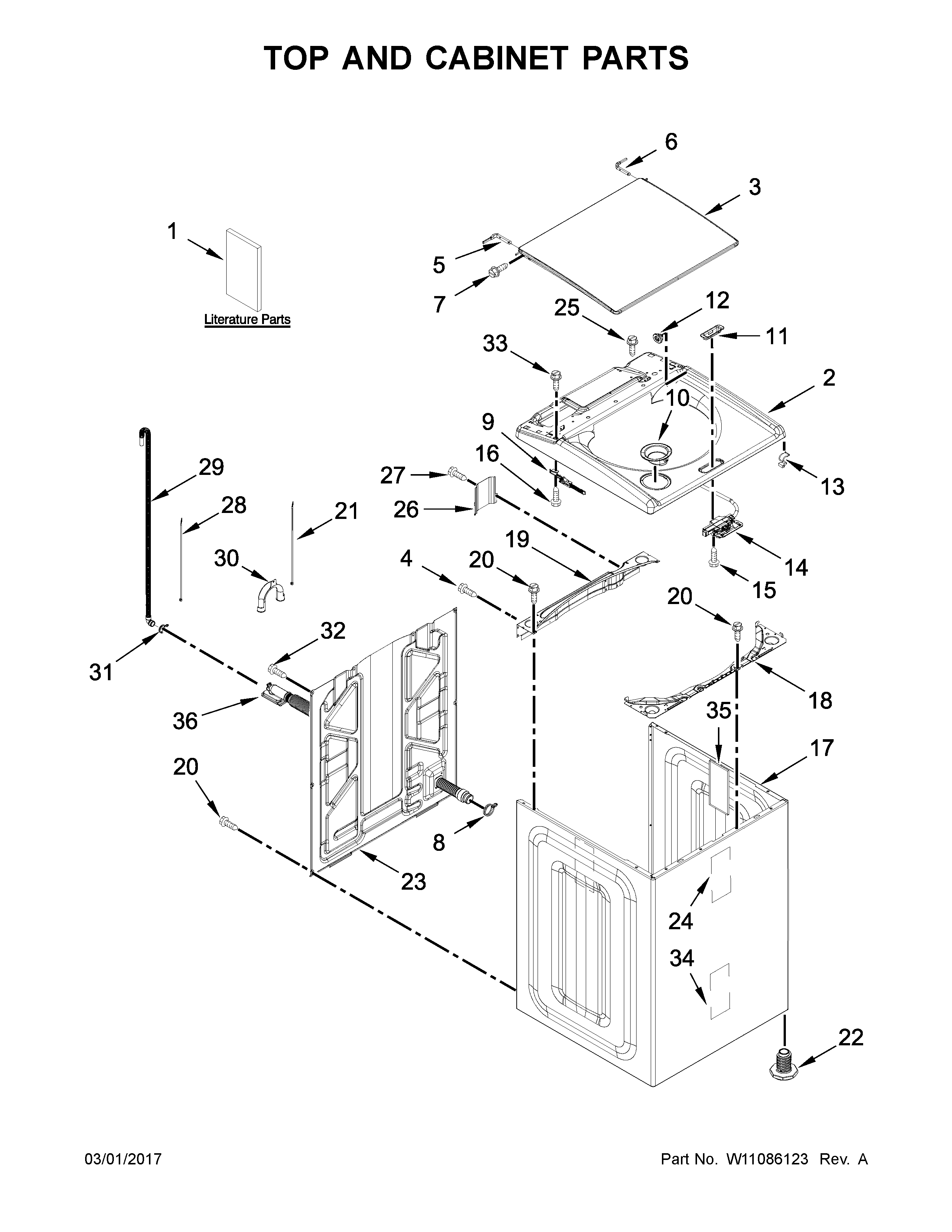 Top and cabinet parts
