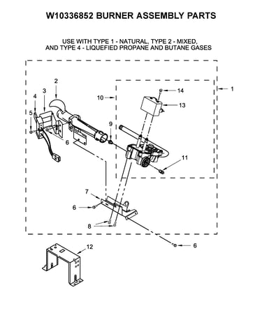 W10336852 burner assembly parts