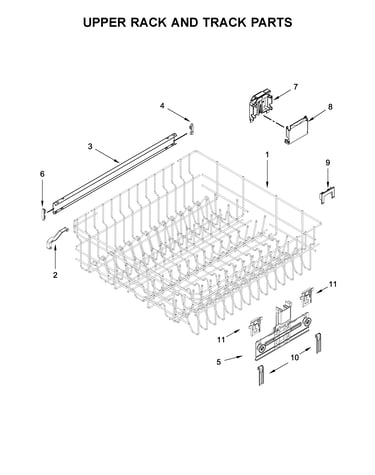 Upper rack and track parts