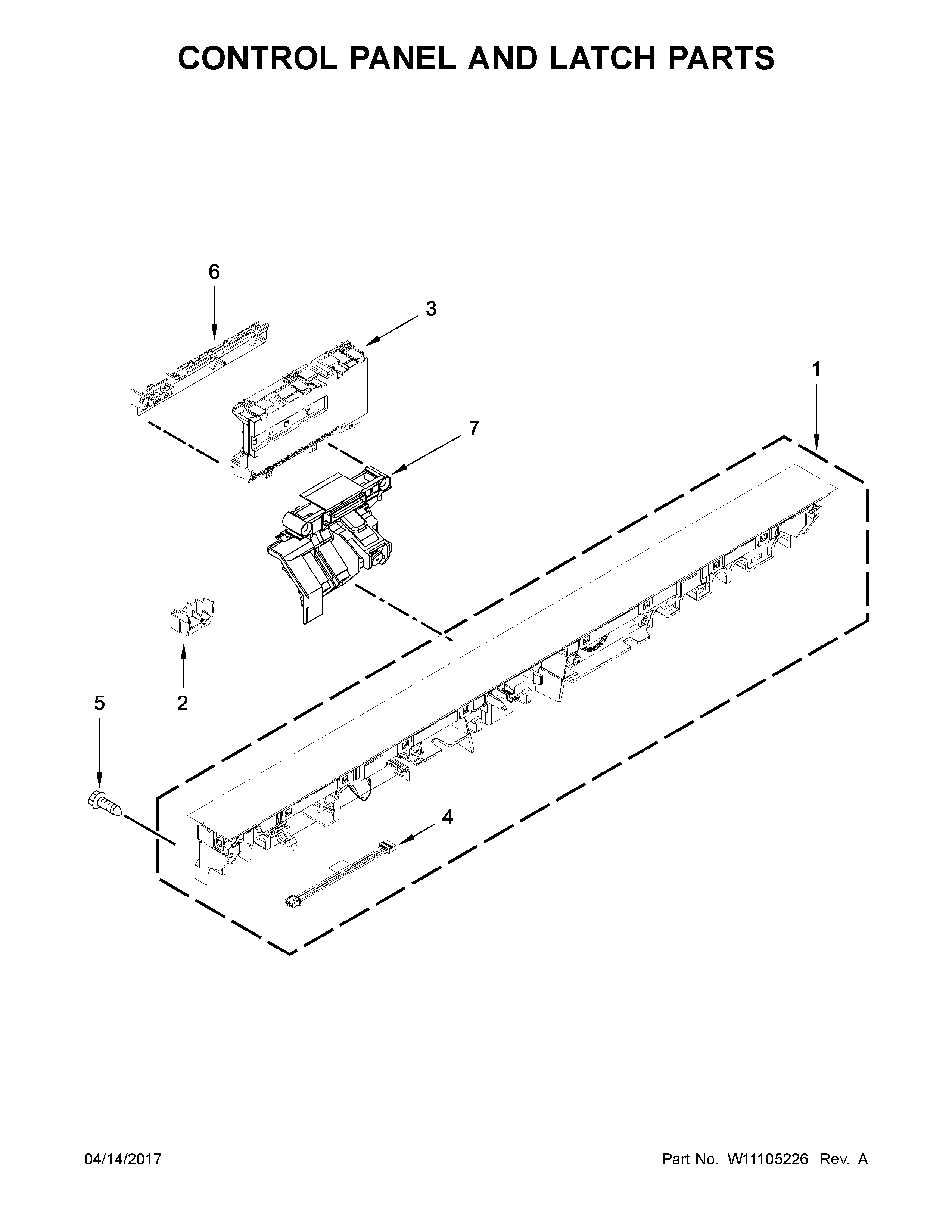Control panel and latch parts
