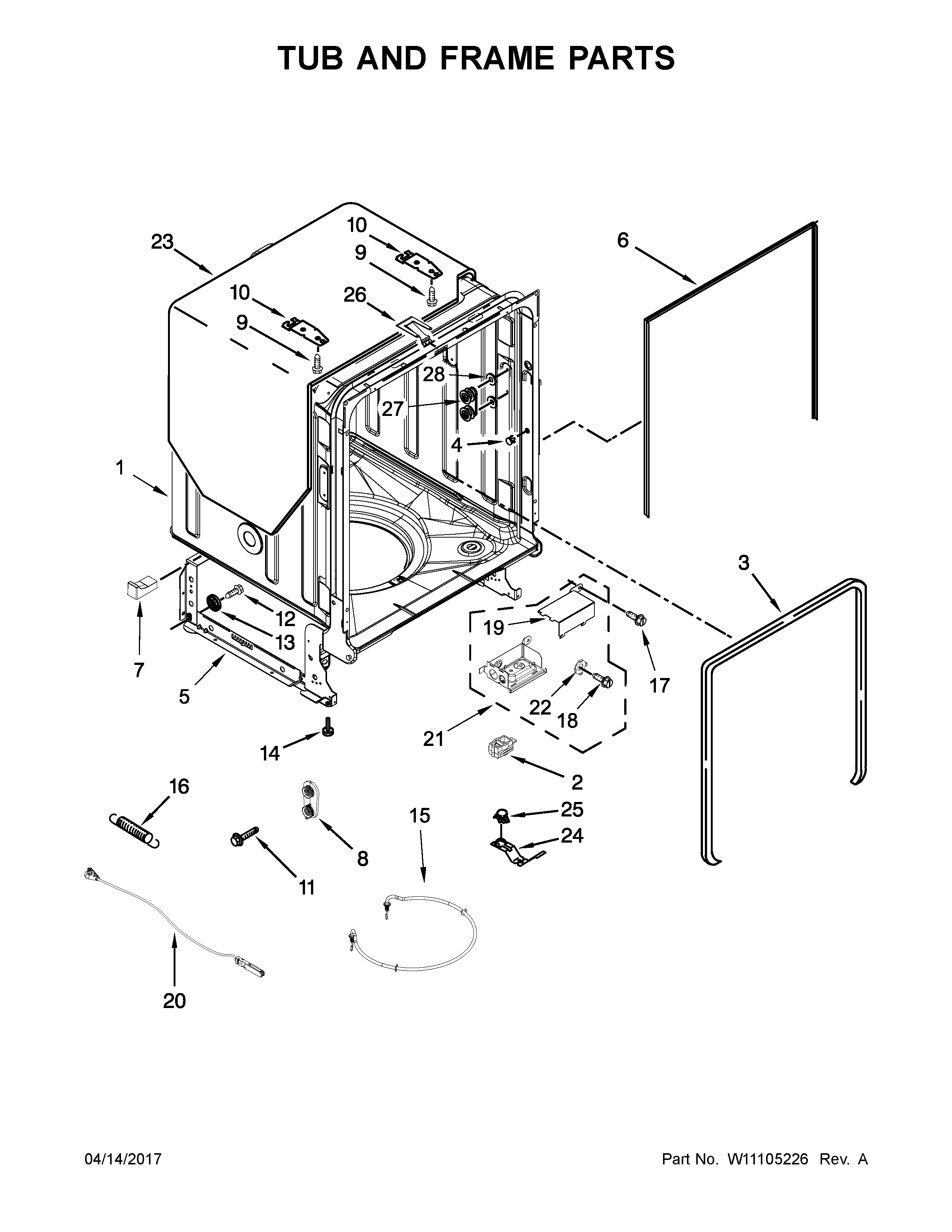 Tub and frame parts