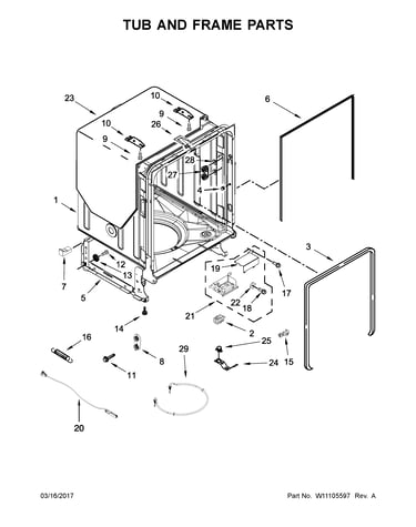 Tub and frame parts