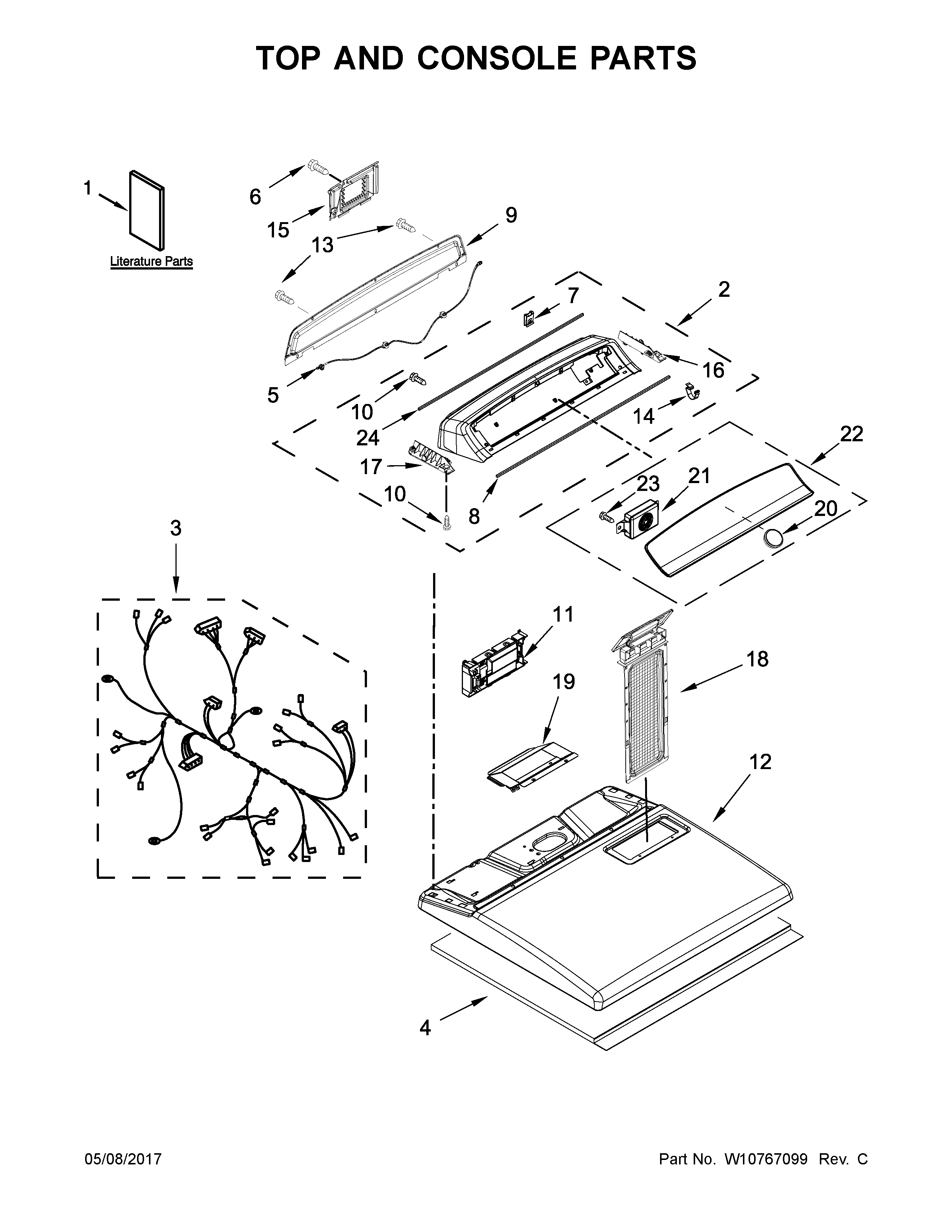 Top and console parts