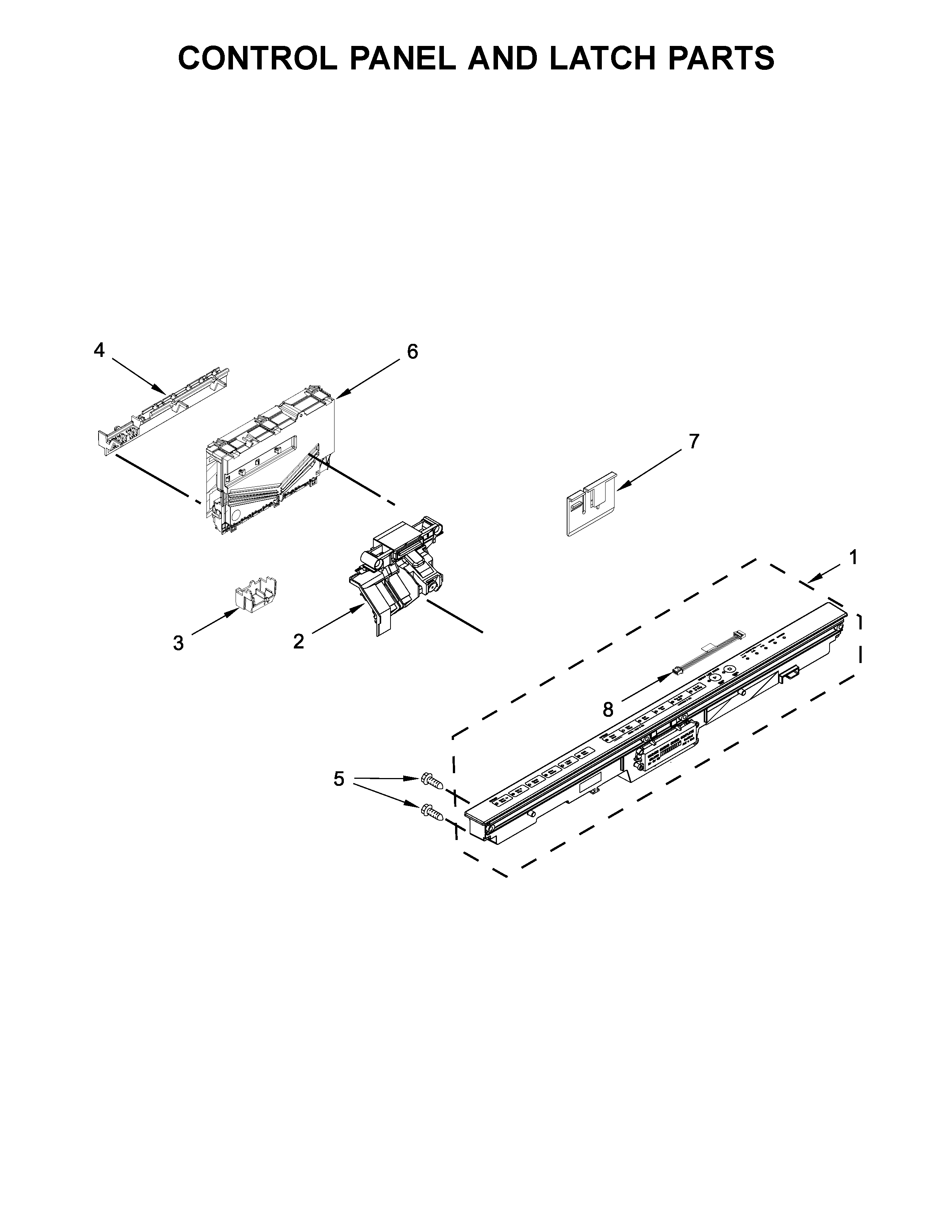 Control panel and latch parts