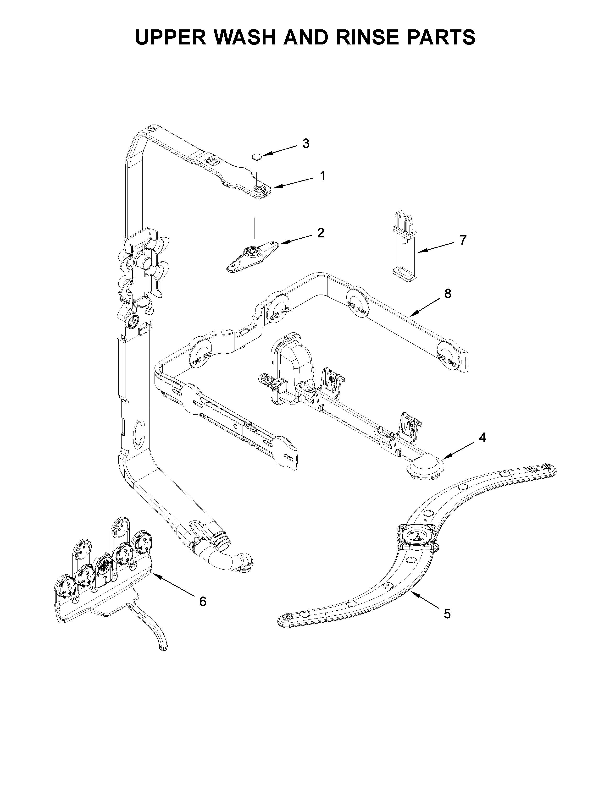 Upper wash and rinse parts