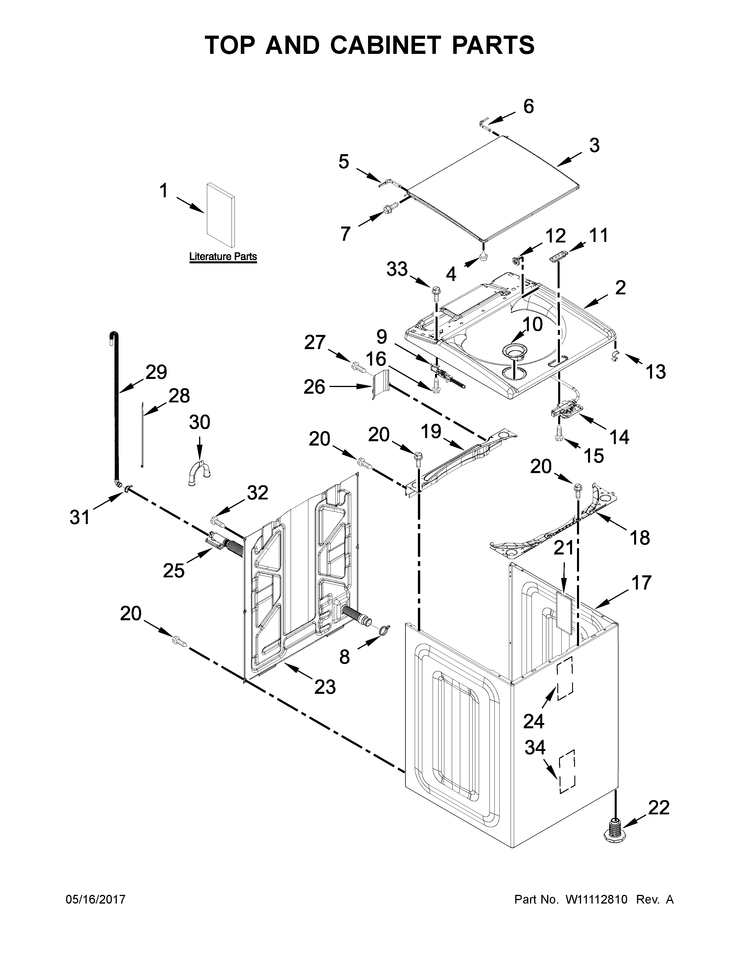 Top and cabinet parts
