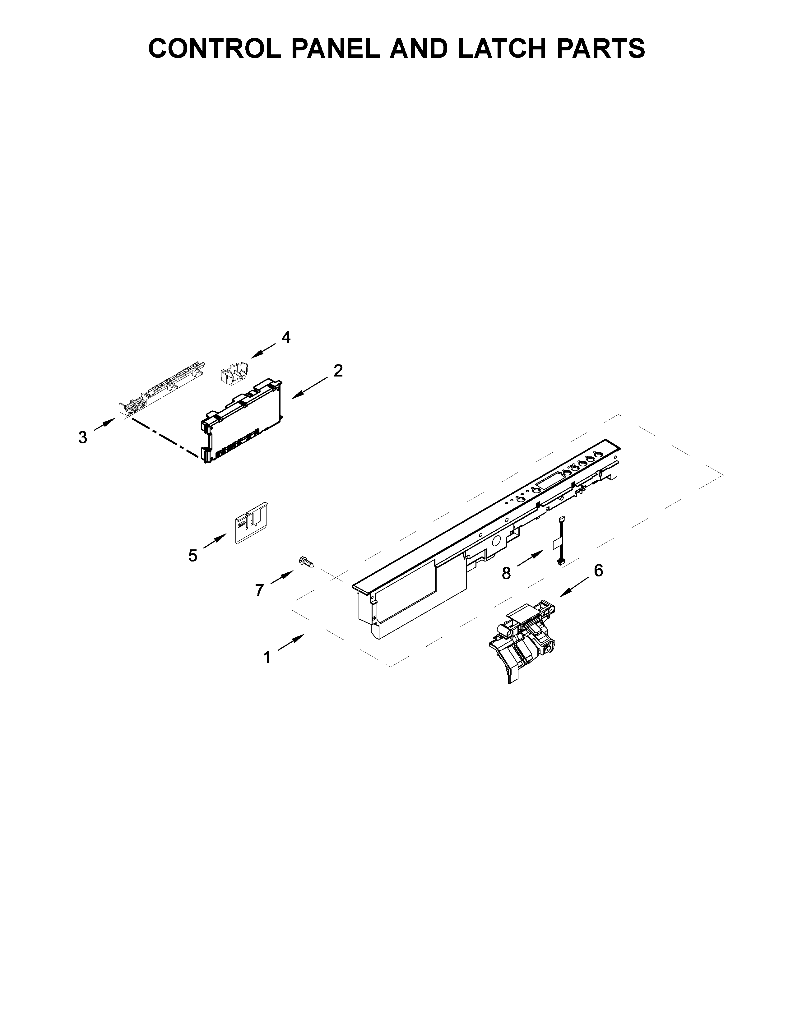 Control panel and latch parts