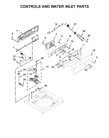 Controls and water inlet parts