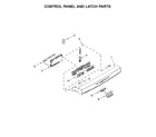Kenmore 66513204N413 control panel and latch parts diagram