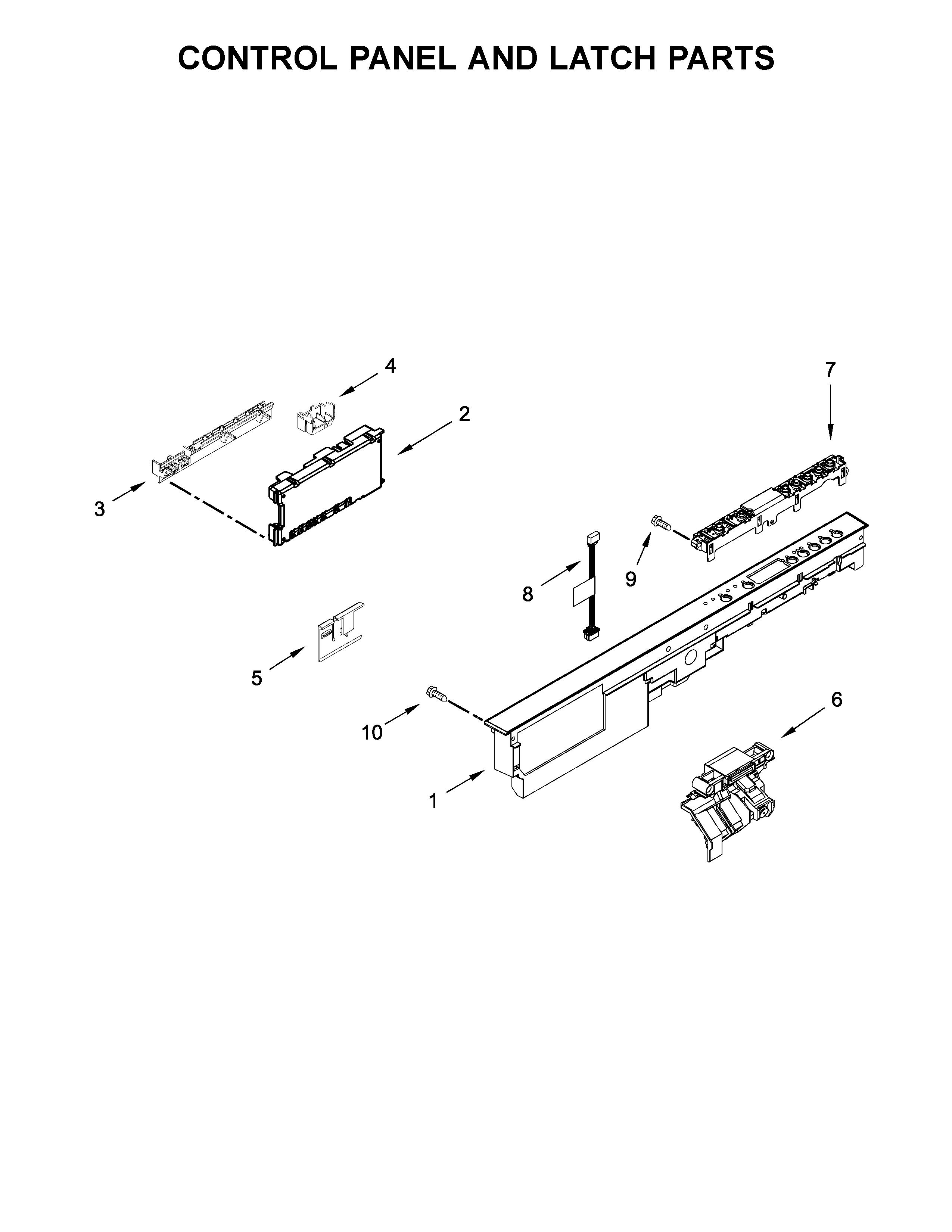 Control panel and latch parts