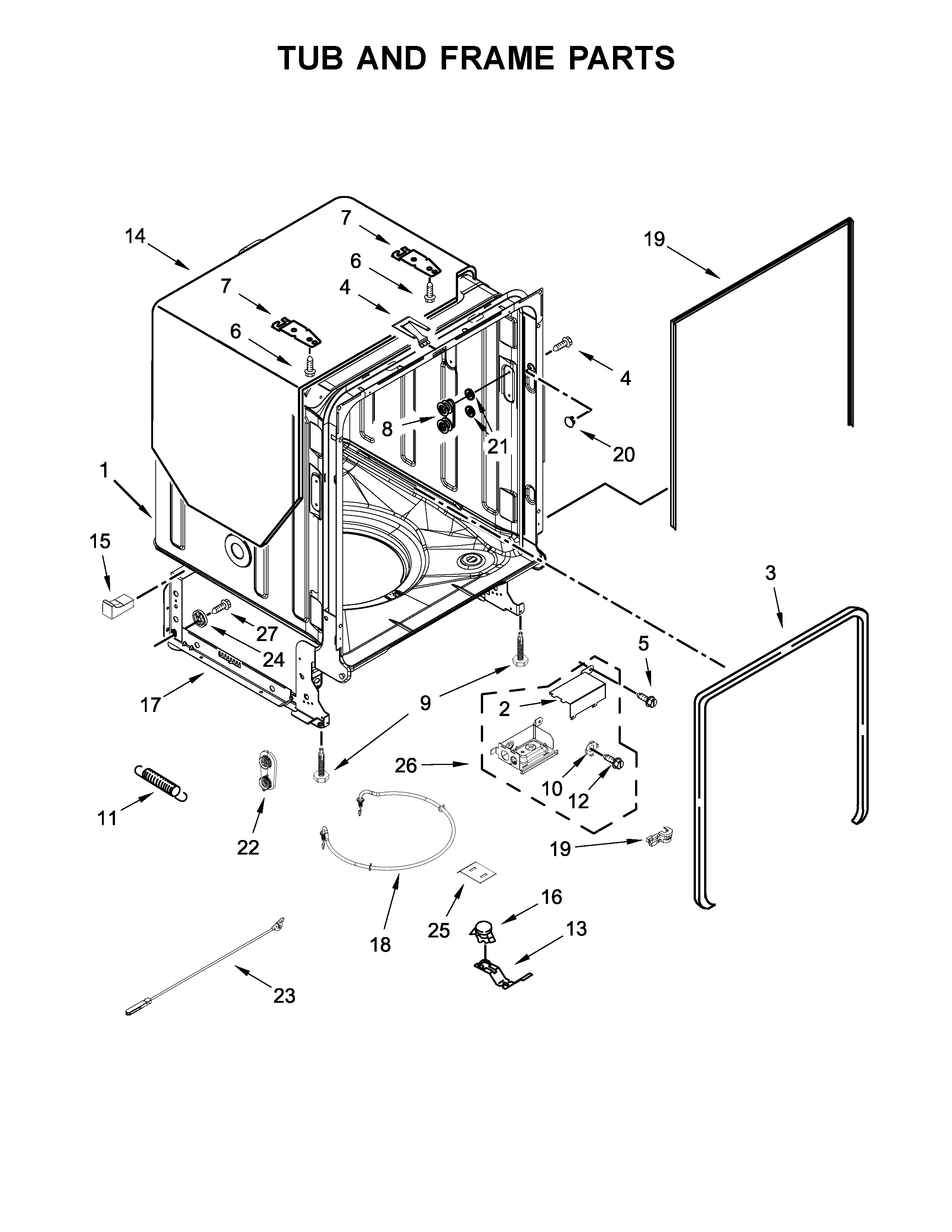 TUB AND FRAME PARTS