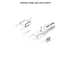 Kenmore 66513543N414 control panel and latch parts diagram