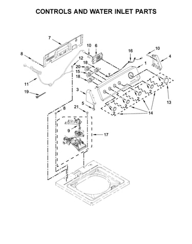 Controls and water inlet parts