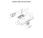 Kenmore 66513223N414 control panel and latch parts diagram
