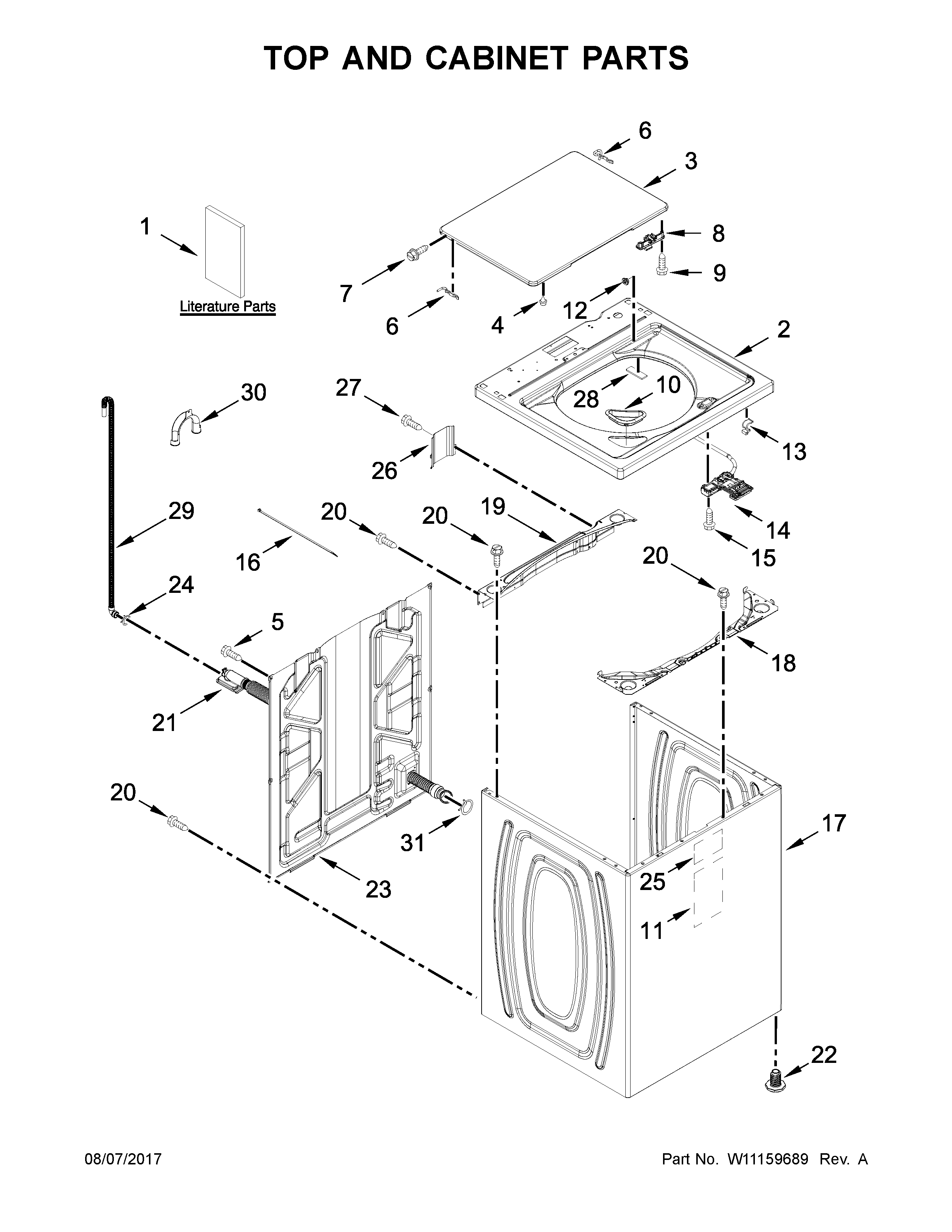 Top and cabinet parts