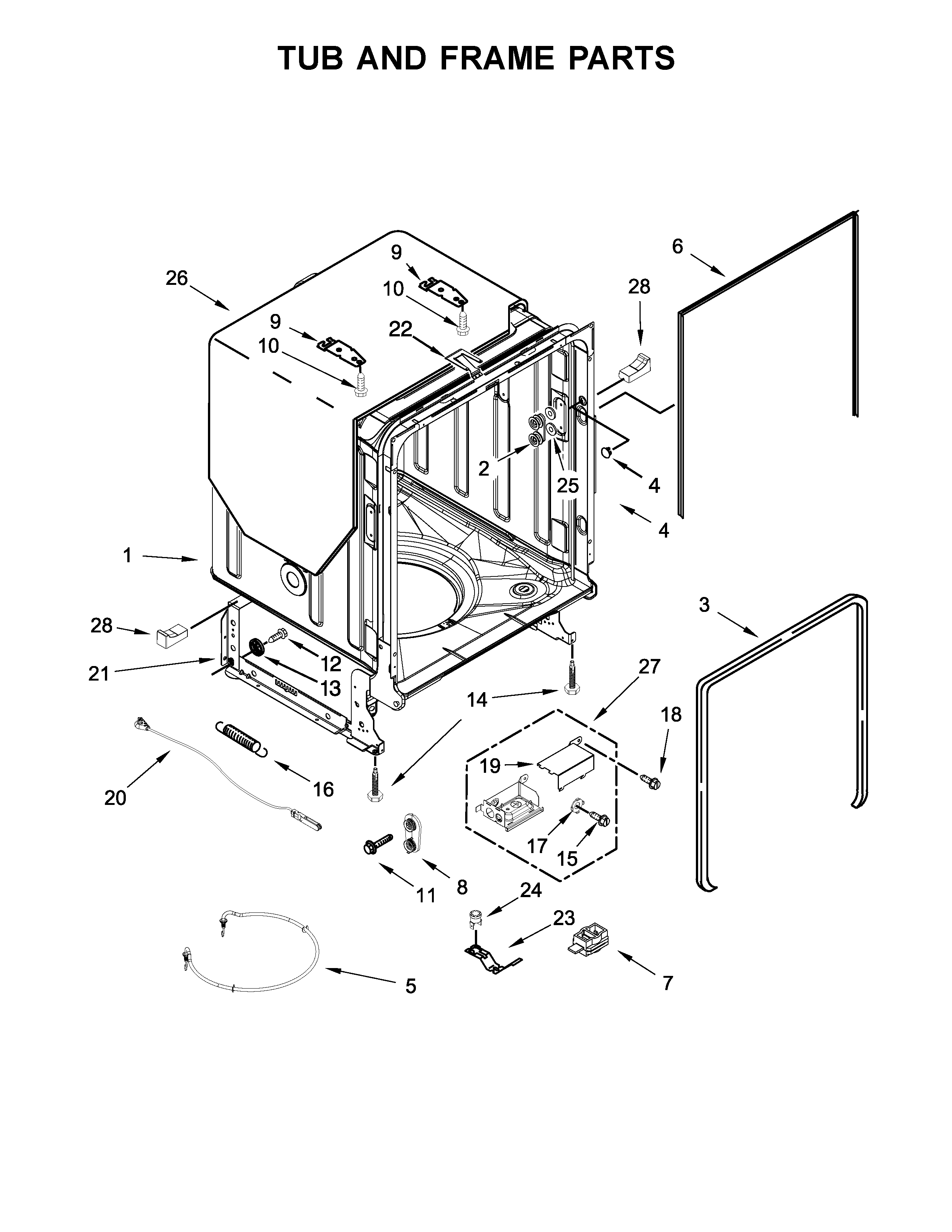 Tub and frame parts