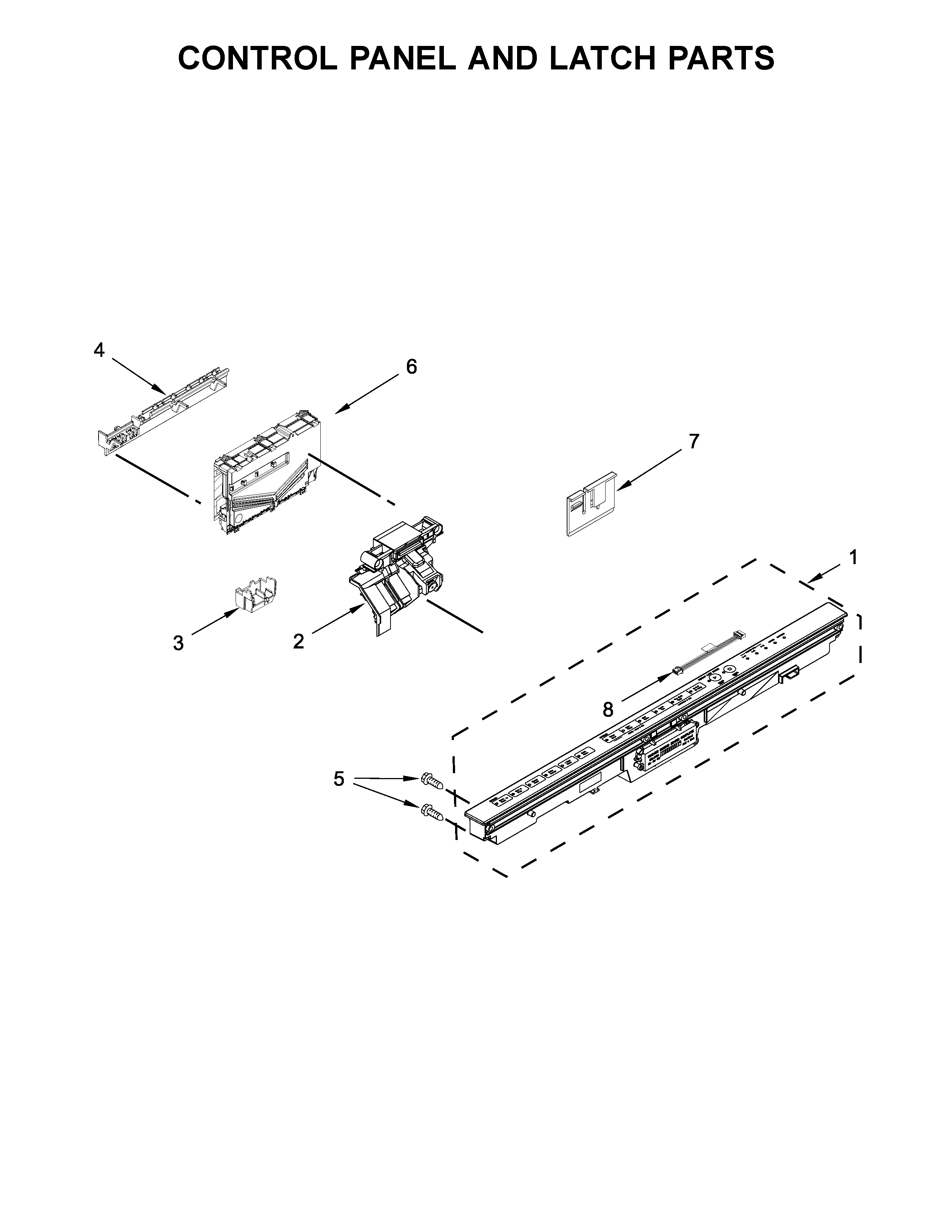 Control panel and latch parts