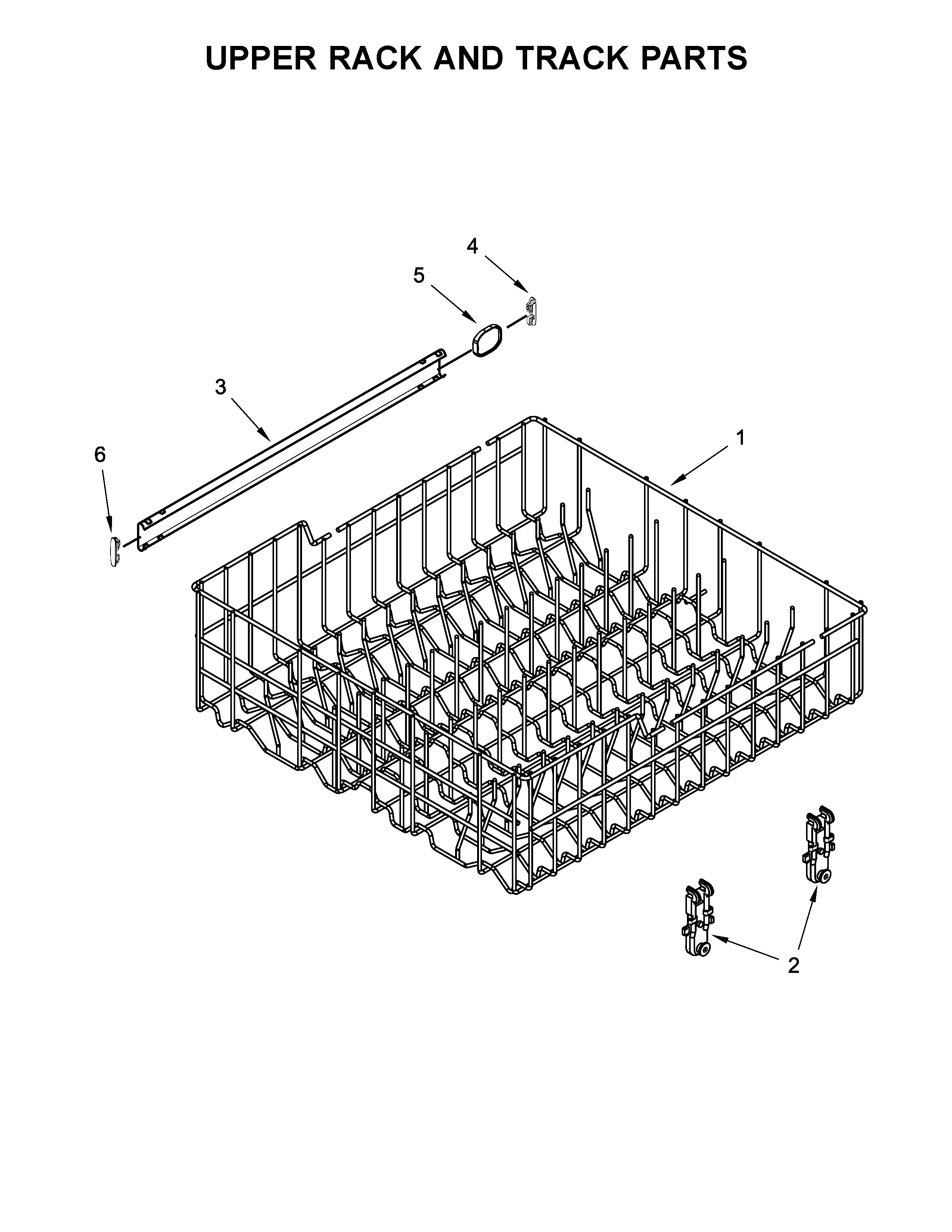 Upper rack and track parts