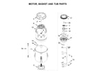 Kenmore 11028133410 motor, basket and tub parts diagram